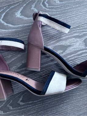 Tamaris Germany Block Heel leather Sandals anti-shock heel padded sole